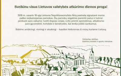 Sveikinimas Lietuvos valstybės atkūrimo dienos proga